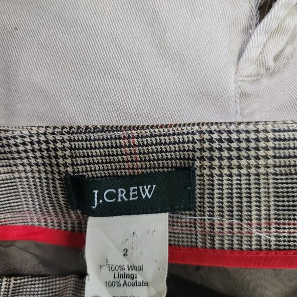 J. Crew Brown Pleated Plaid Women's Skirt | Size 2 - Picture 2 of 6